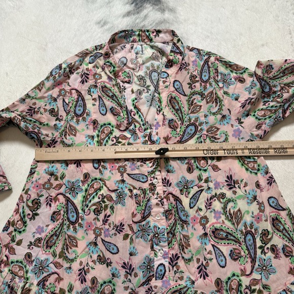Goldenpoint Blouse Womens Size 8‎ Pink Multicolored Paisley Kimono 3/4 Sleeve - Picture 4 of 11